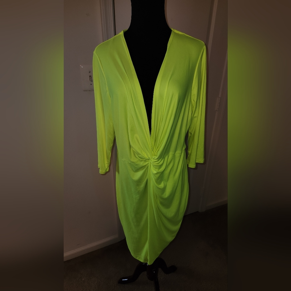 NWT !! NEON GREEN ASHLEY STEWART DRESS ! - Picture 1 of 6